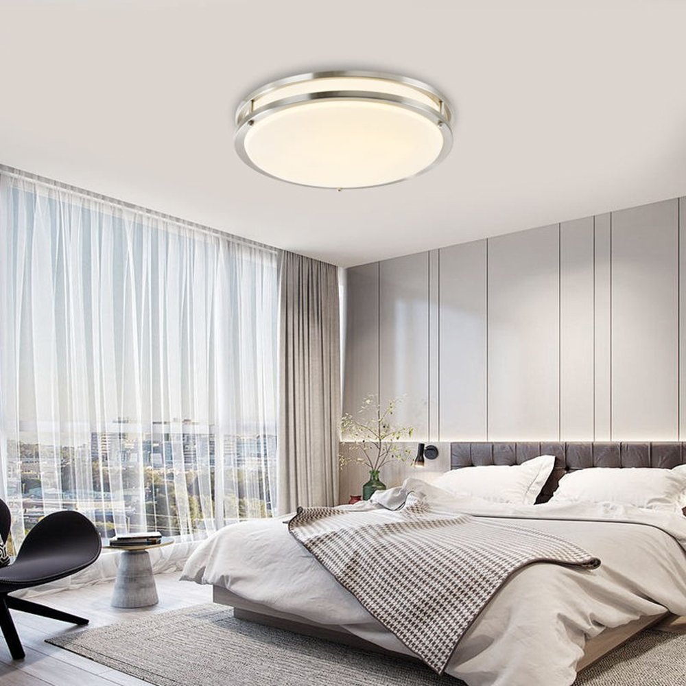 American Style 36W Dimmable CCT Selectable Circular Interior Ceiling Light Flush Mount Double Ring Ceiling Light