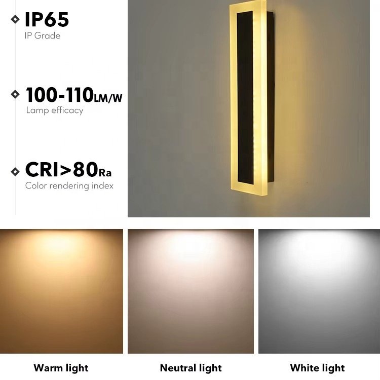 Modern Outdoor Linear 3000K4000k RGB Aluminum Waterproof IP65 Black Garden Long LED Outdoor Wall Light