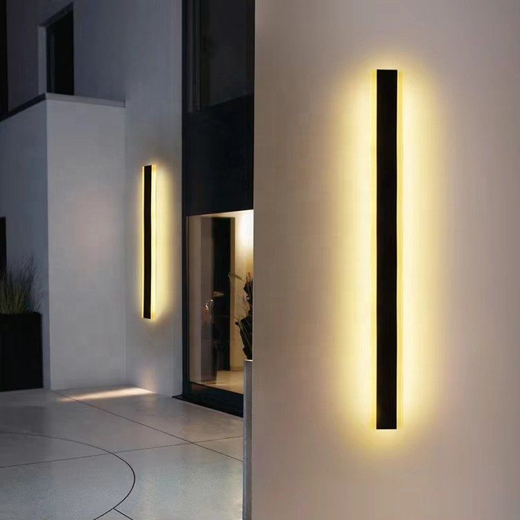 Modern Outdoor Linear 3000K4000k RGB Aluminum Waterproof IP65 Black Garden Long LED Outdoor Wall Light