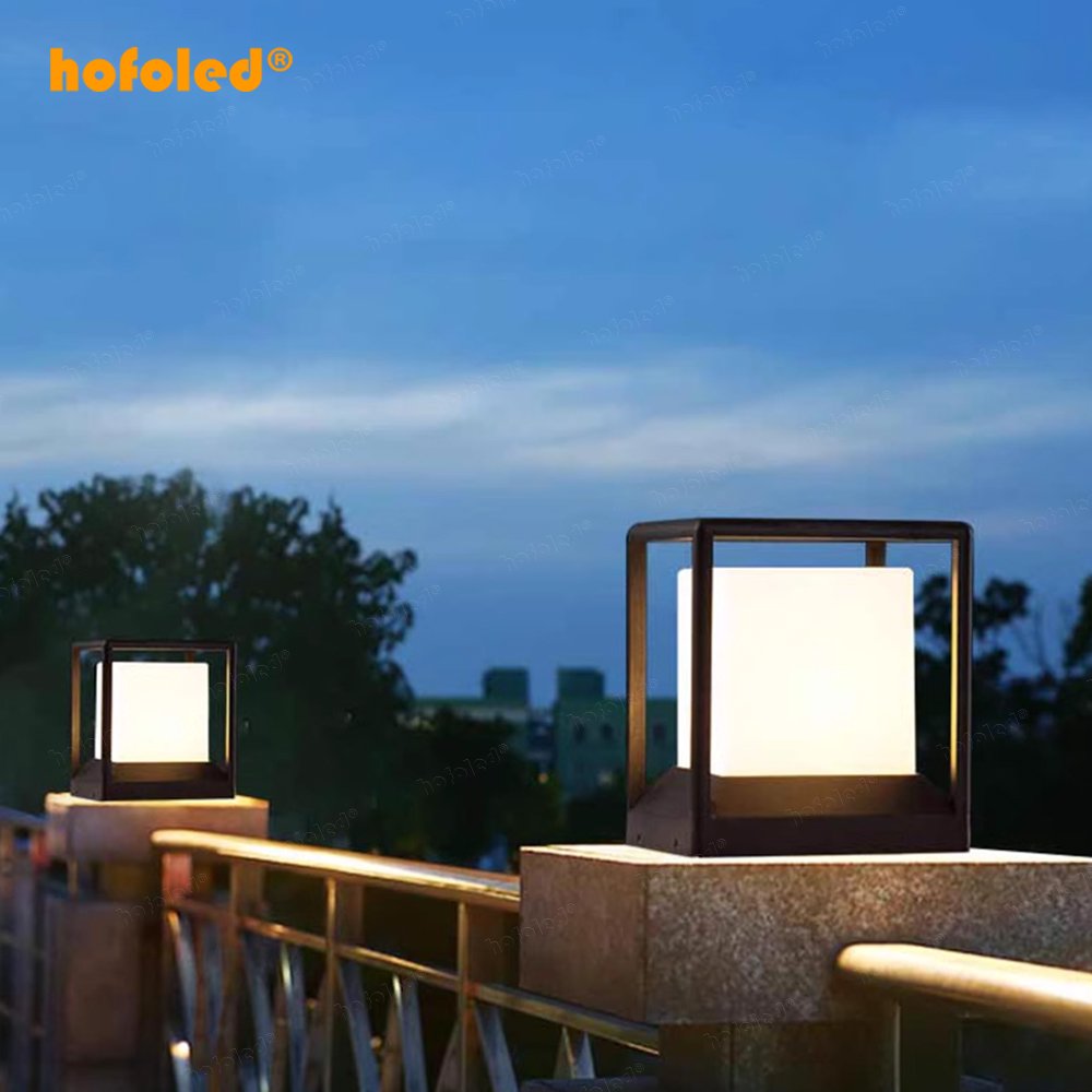 Modern IP65 Waterproof Square LED Pillar Light Street Landscape Lawn Light 20W Outdoor Solar Wall Pillars Light of Garden