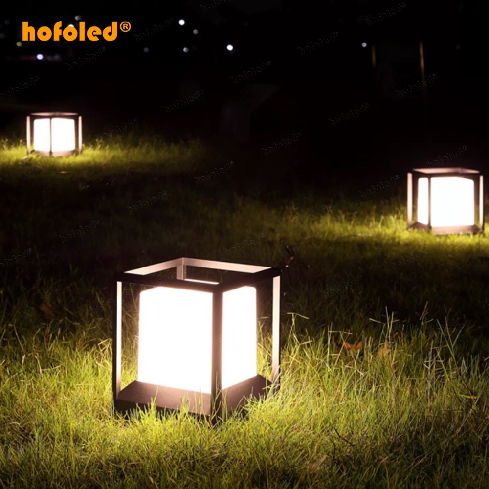 Modern IP65 Waterproof Square LED Pillar Light Street Landscape Lawn Light 20W Outdoor Solar Wall Pillars Light of Garden