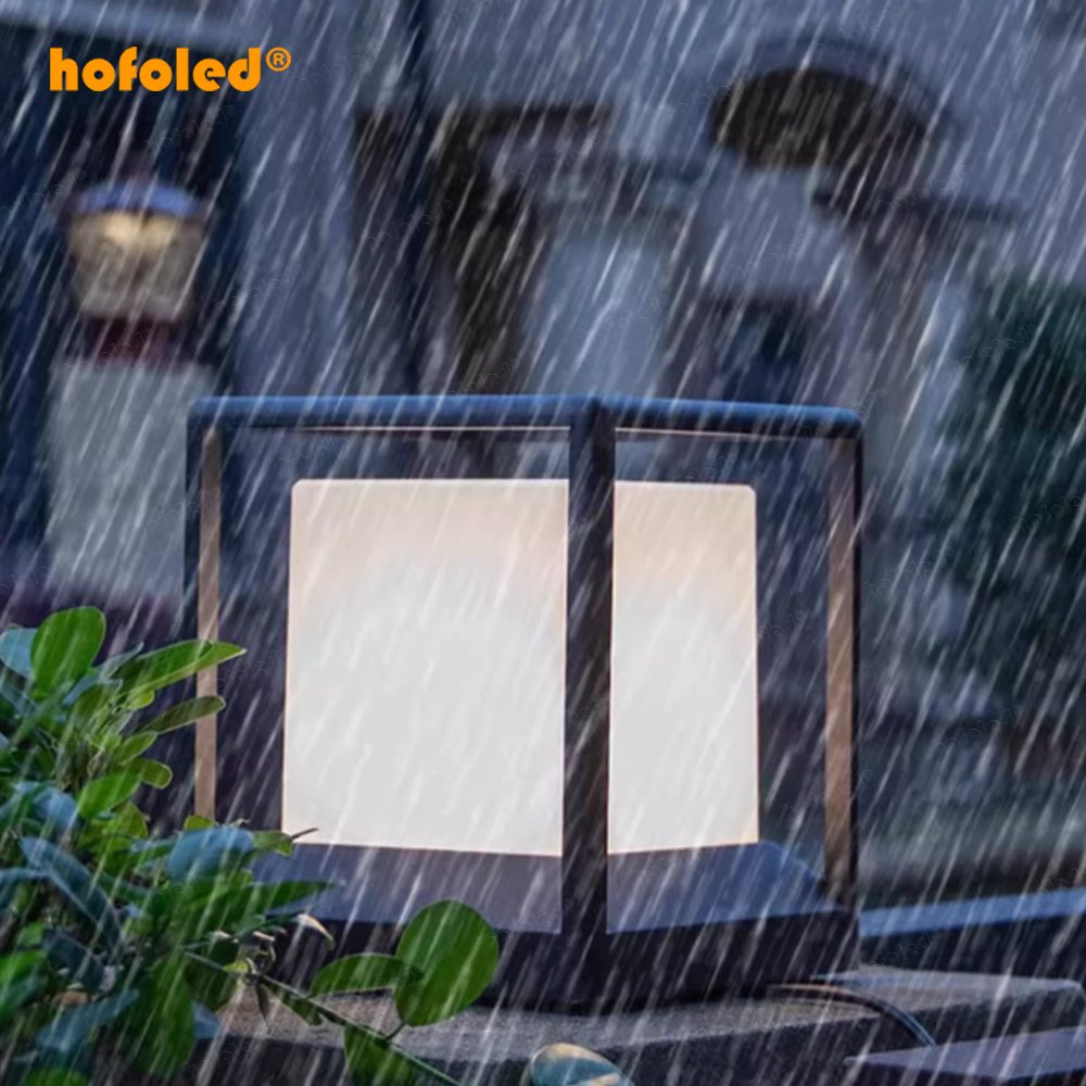 Modern IP65 Waterproof Square LED Pillar Light Street Landscape Lawn Light 20W Outdoor Solar Wall Pillars Light of Garden