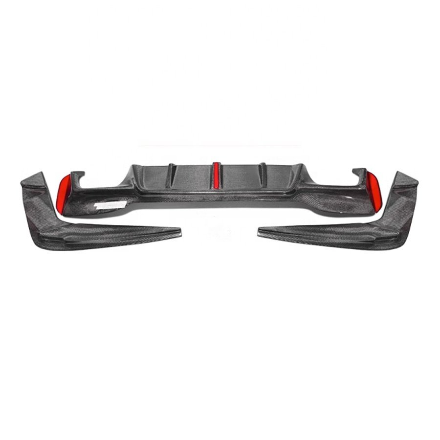 Car Accessories Carbon Fiber Rear Diffuser Lip Splitter With Lights For BMW 5 Series G30 G38 M5 F90 2018-2020