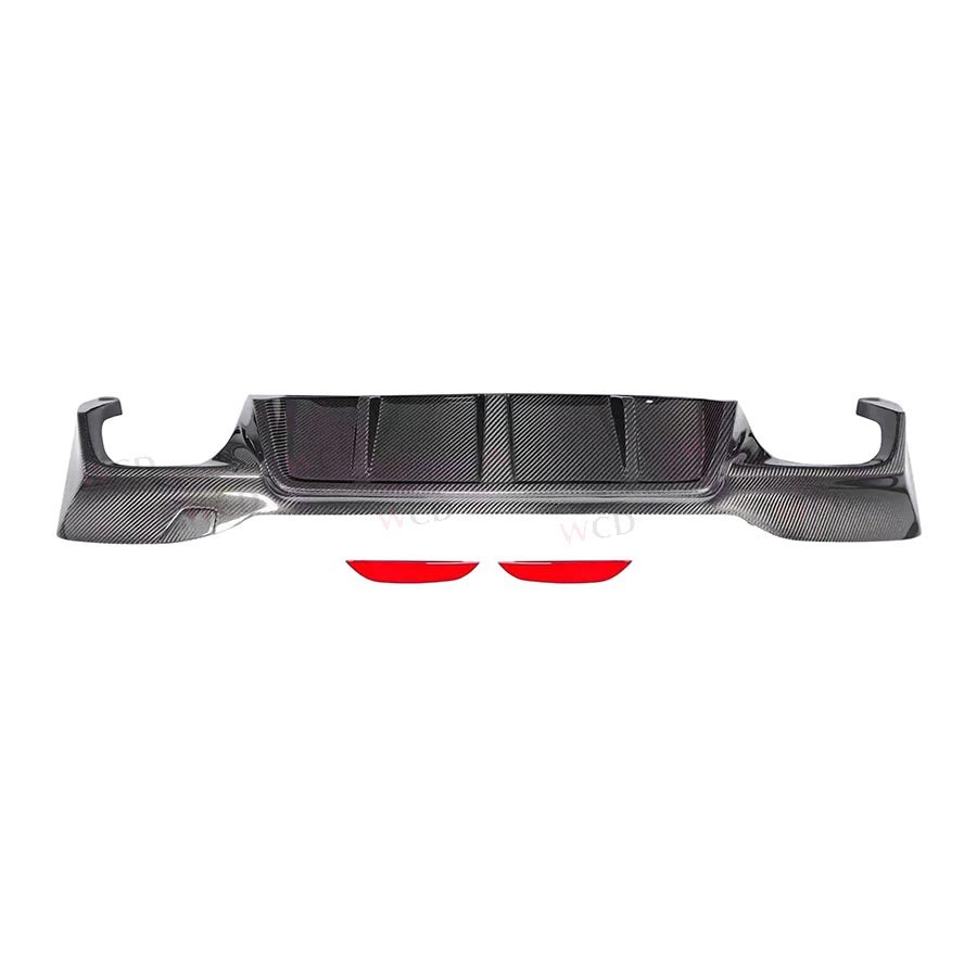 Car Accessories Carbon Fiber Rear Diffuser Lip Splitter With Lights For BMW 5 Series G30 G38 M5 F90 2018-2020