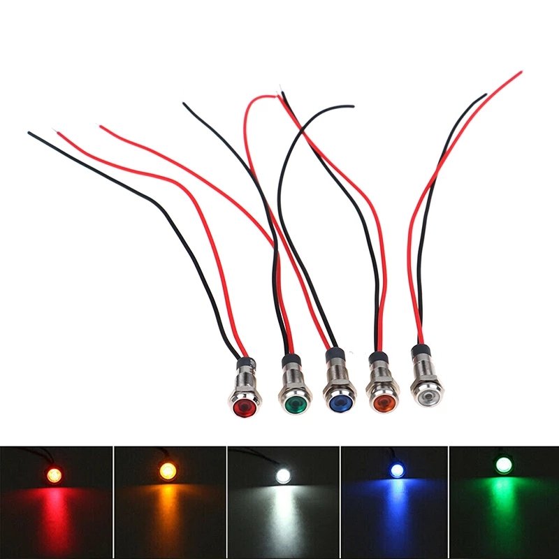 Car Boat 12V-24V 6mm LED Indicator Light Dash Dashboard Panel Warning Lamp Dashboard Signal Light Instrument Lamp