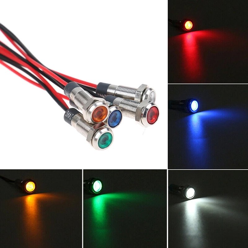Car Boat 12V-24V 6mm LED Indicator Light Dash Dashboard Panel Warning Lamp Dashboard Signal Light Instrument Lamp