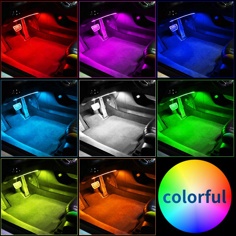 Auto Accessories Voice Controlled Music Rhythm Light LED Remote Control Decorative Lights Car USB Colorful Foot Atmosphere Light