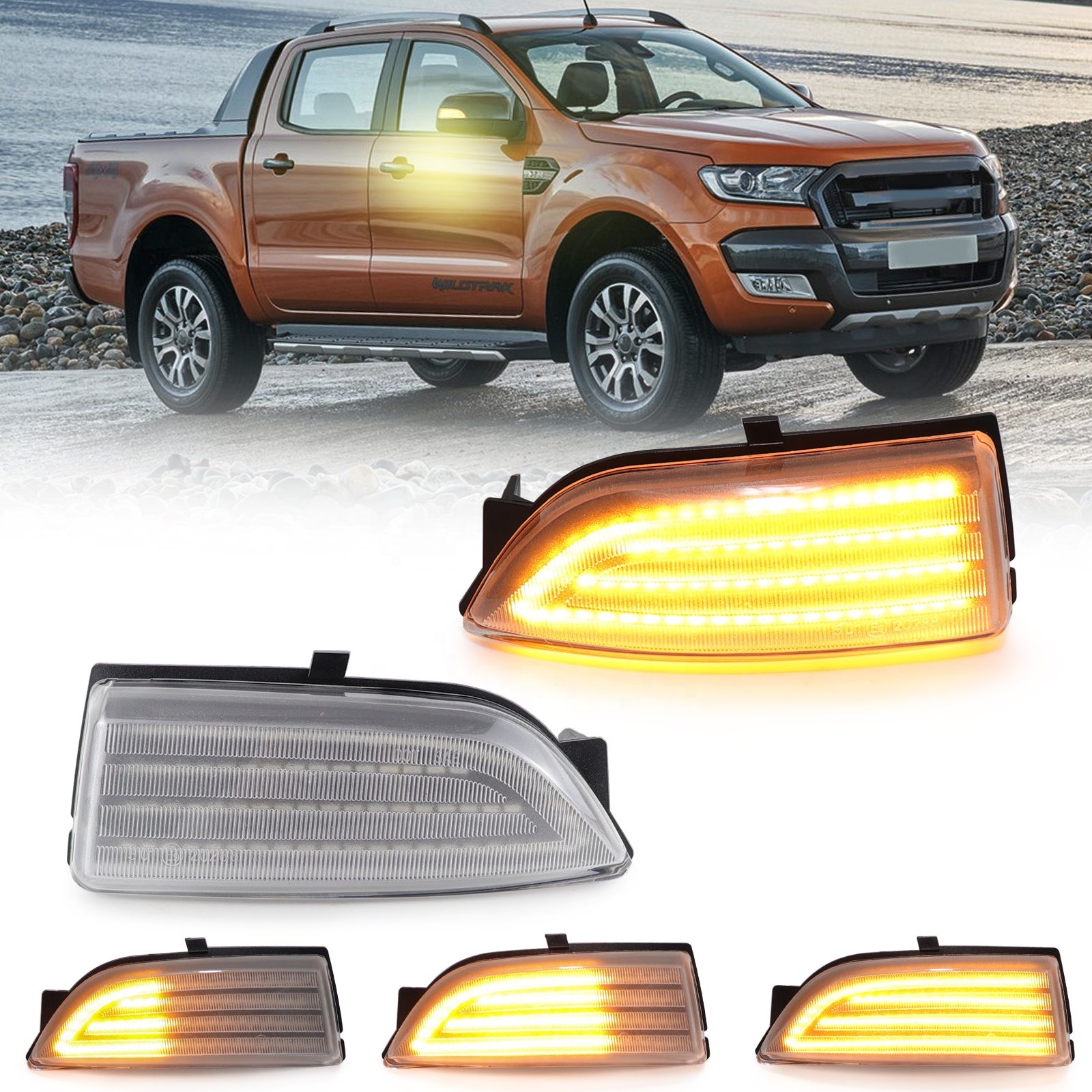 Sequential LED Side Mirror repeater Turn Signal Lights For Ford Ranger T6 Raptor Wildtrak Everest dynamic indicator blinker lamp