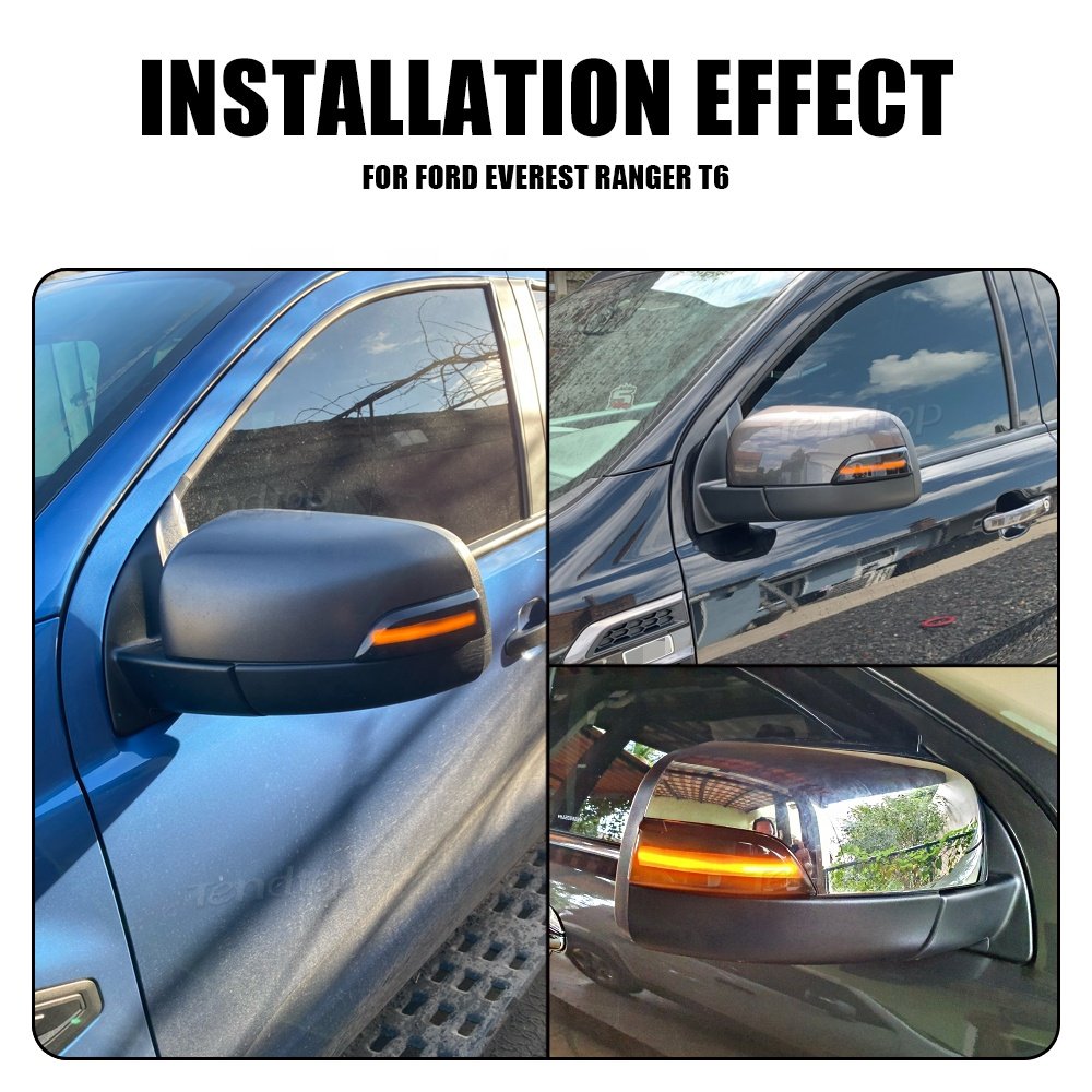 Sequential LED Side Mirror repeater Turn Signal Lights For Ford Ranger T6 Raptor Wildtrak Everest dynamic indicator blinker lamp