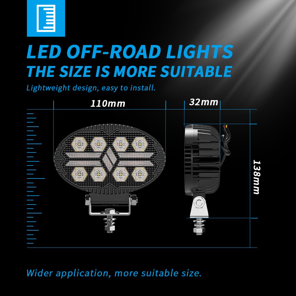 DXZ 2024 New 5.5inch Round Driving 9-30V 8LED Led Work Light DRL Spotlights Auxiliary Light WorkLight Led For SUV Trucks Boats