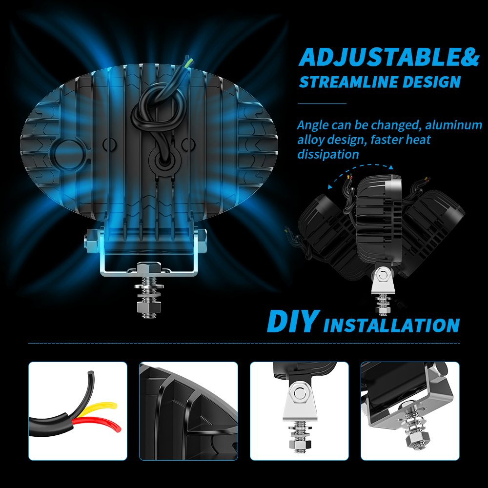 DXZ 2024 New 5.5inch Round Driving 9-30V 8LED Led Work Light DRL Spotlights Auxiliary Light WorkLight Led For SUV Trucks Boats