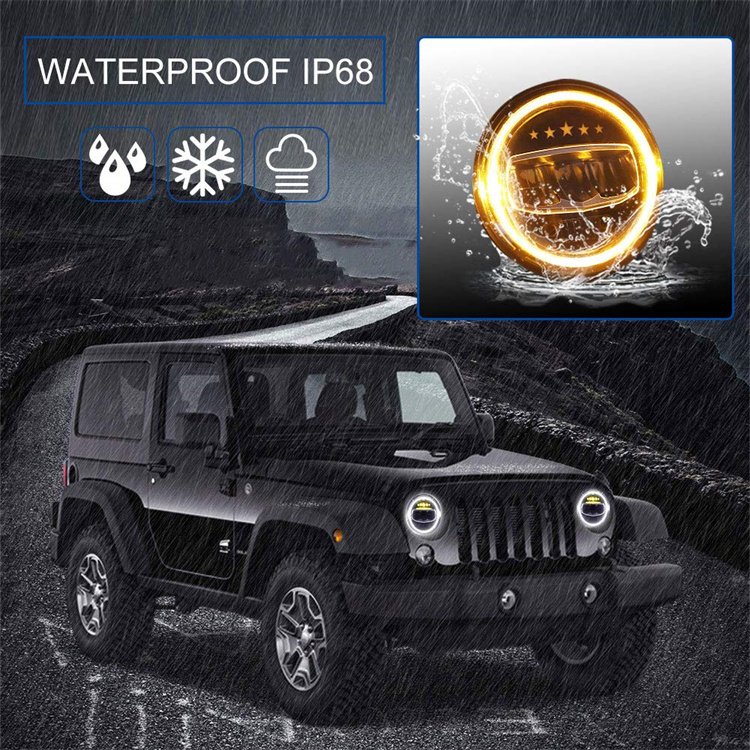LED Headlight for Jeep Wrangler 7" Round LED Headlight with Halo Daytime Running Light High Low Beam for Jeep JK 2007-2017
