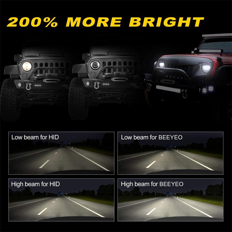 LED Headlight for Jeep Wrangler 7" Round LED Headlight with Halo Daytime Running Light High Low Beam for Jeep JK 2007-2017