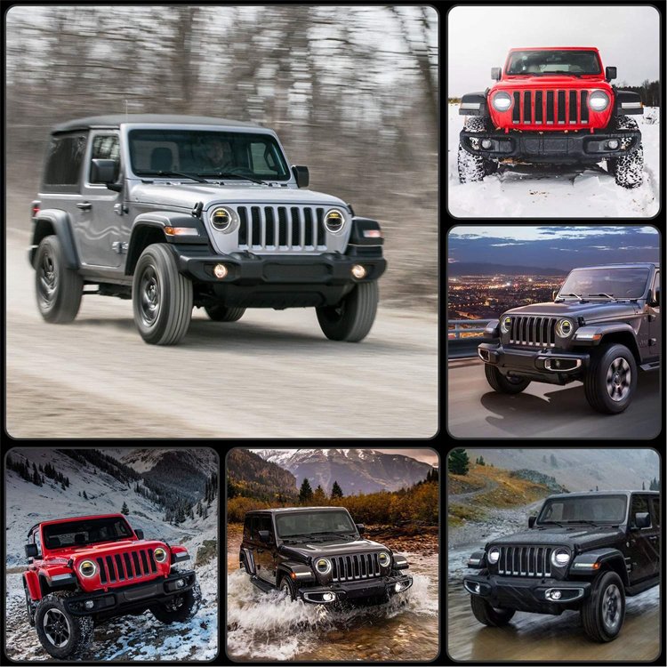 LED Headlight for Jeep Wrangler 7" Round LED Headlight with Halo Daytime Running Light High Low Beam for Jeep JK 2007-2017