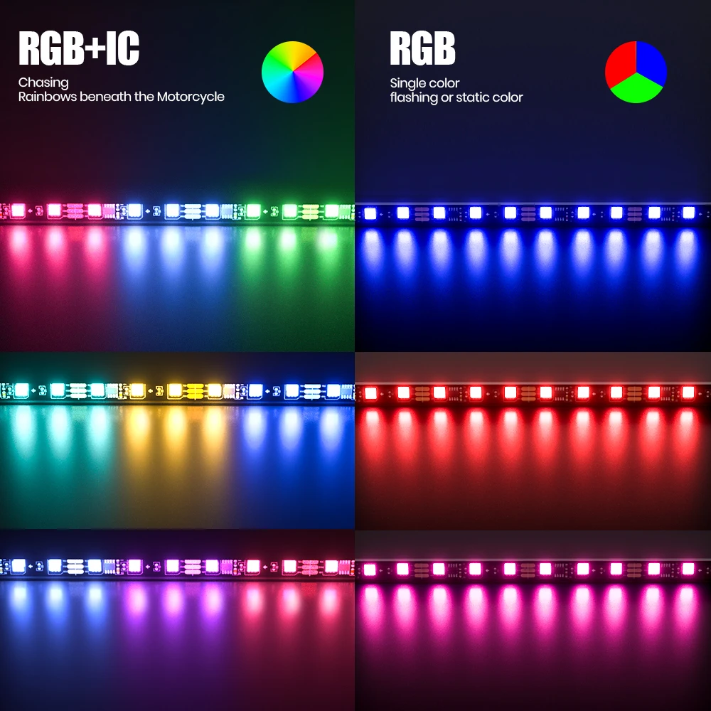 Custom RGBIC Dream Color Chasing car accessories Rainbow Under Glow Waterproof 4pcs Underbody Underglow Car LED Strip Light Kit