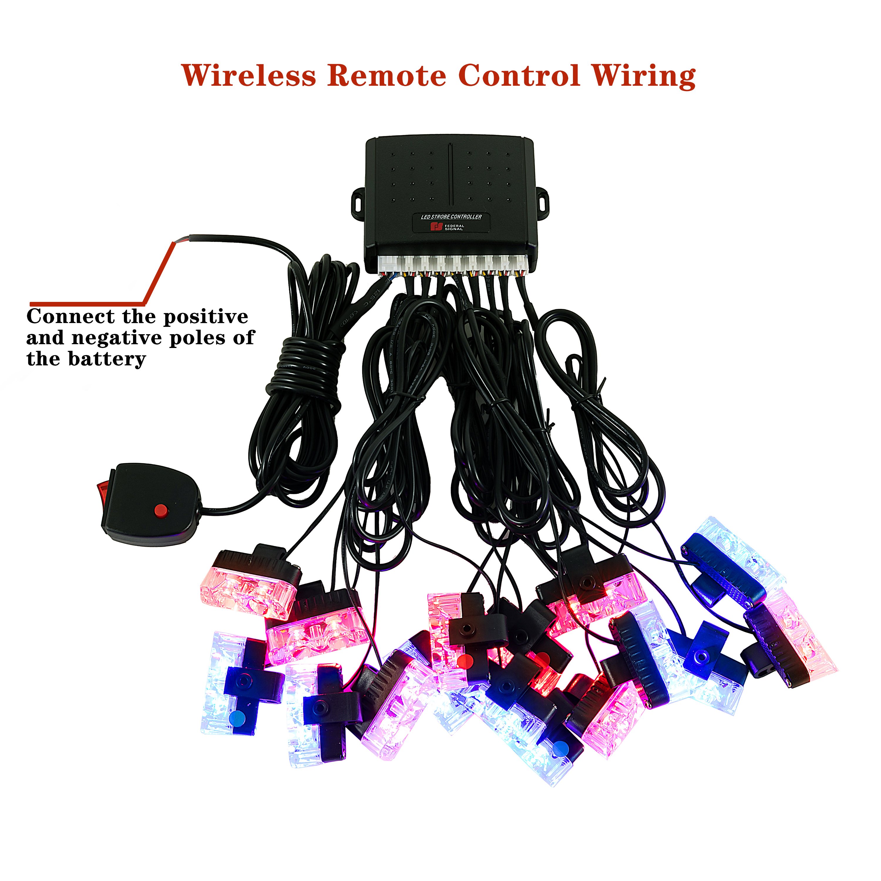 12v Emergency Light Amber Red Blue 16 watt Truck Strobe LED Warning strobe Light With wireless controller