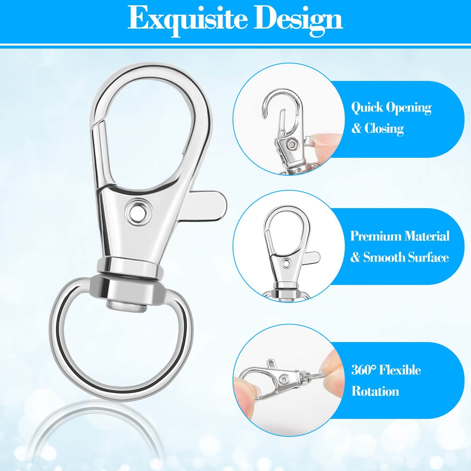 Custom Key Chain Clip Hook Lanyard Purse Bag Straps Dog Collars Hardware Craft Accessories Swivel Snap Hooks Metal Slide Buckles
