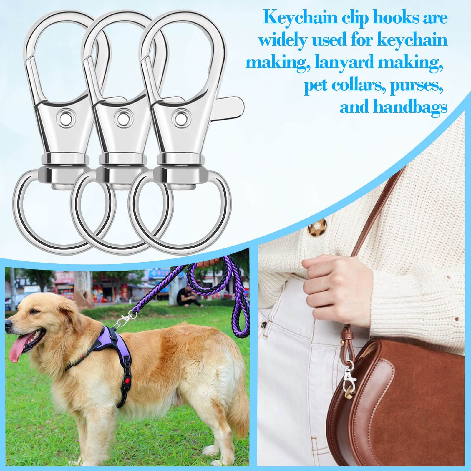 Custom Key Chain Clip Hook Lanyard Purse Bag Straps Dog Collars Hardware Craft Accessories Swivel Snap Hooks Metal Slide Buckles