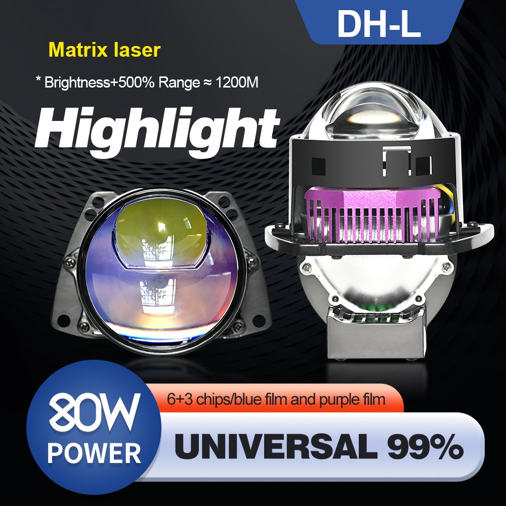 2024 New DH-L 75w High Power Led Car Headlight 6000k 12v 3.0inch Bi Led Projector Lens H4 Laser Led Lights For Car Accessories