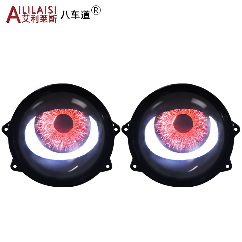Aililaisi 3 inch 4 8 modes Blink Demon Eyes Devil LED Headlights Lens 5V 12V 3.0 Inch Bi Projector Car Light Wifi DIY motorbike