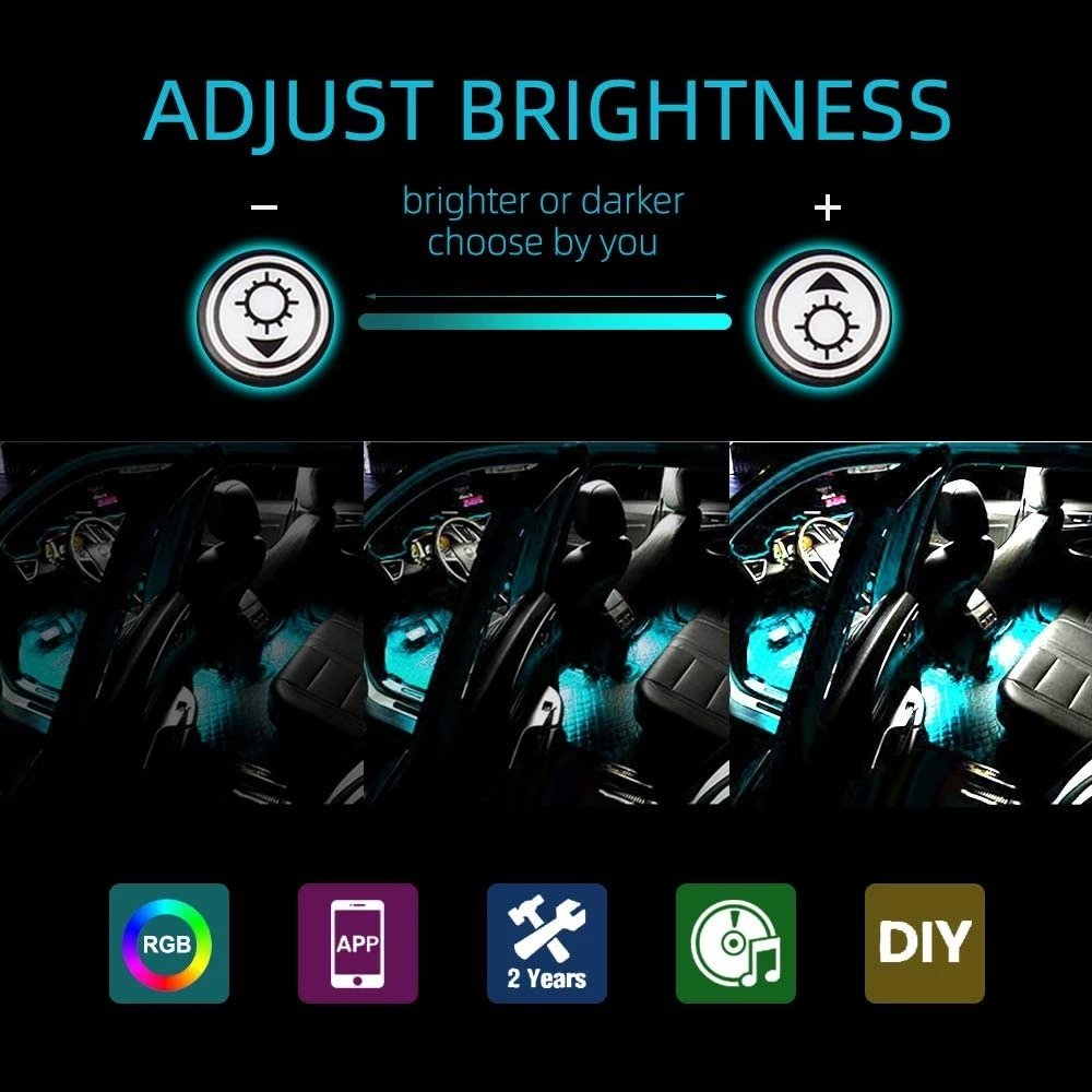RGB 5050 Foot Decorative LED Strip Light Atmosphere Car interior ambient Lights With APP Music Wireless Remote Control