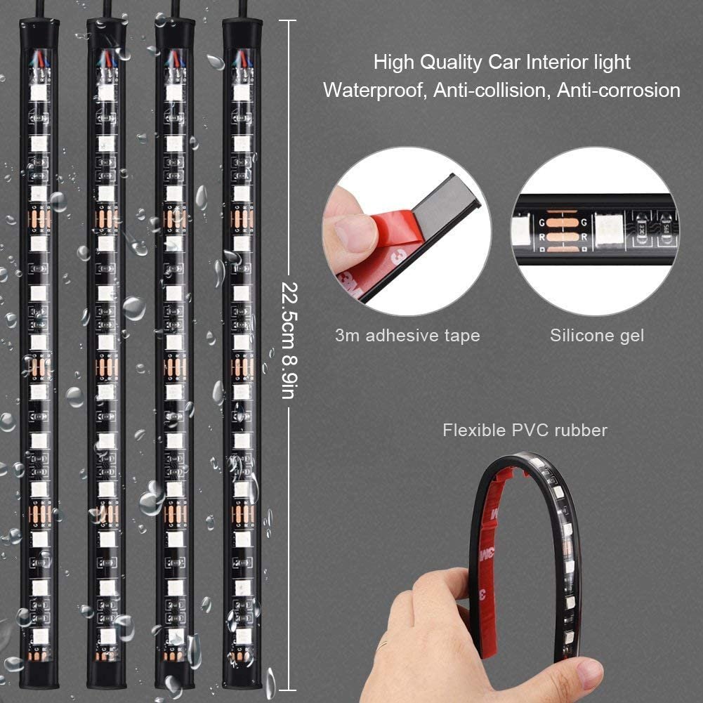 RGB 5050 Foot Decorative LED Strip Light Atmosphere Car interior ambient Lights With APP Music Wireless Remote Control
