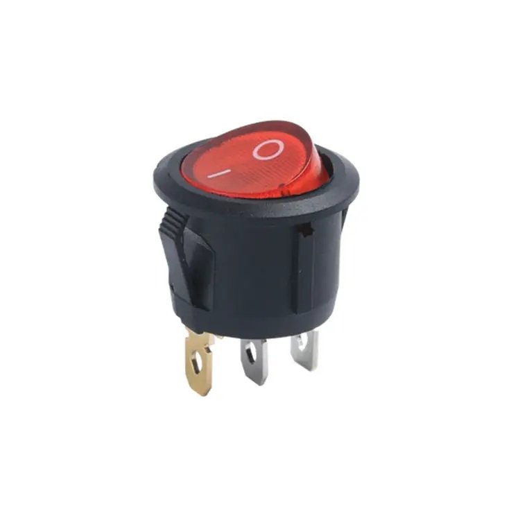KCD105 SPST illuminated round rocker switch 3pins 2positions on-off mini electrical led boat switch
