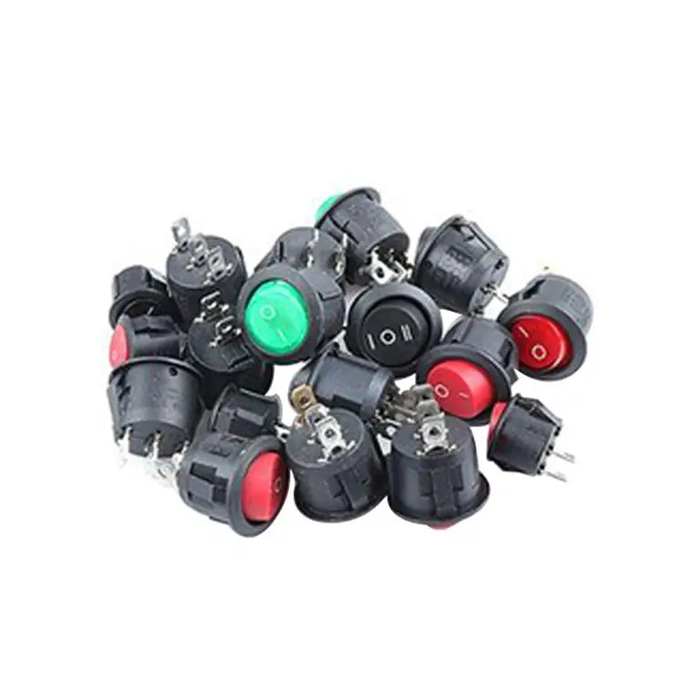 KCD105 SPST illuminated round rocker switch 3pins 2positions on-off mini electrical led boat switch