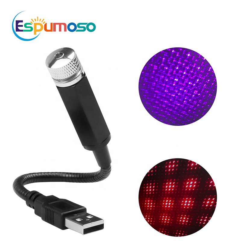 USB Plug Mini LED Car USB Light Roof Star Night Lights Projector Interior Lamp Ambient Atmosphere Decoration Lights