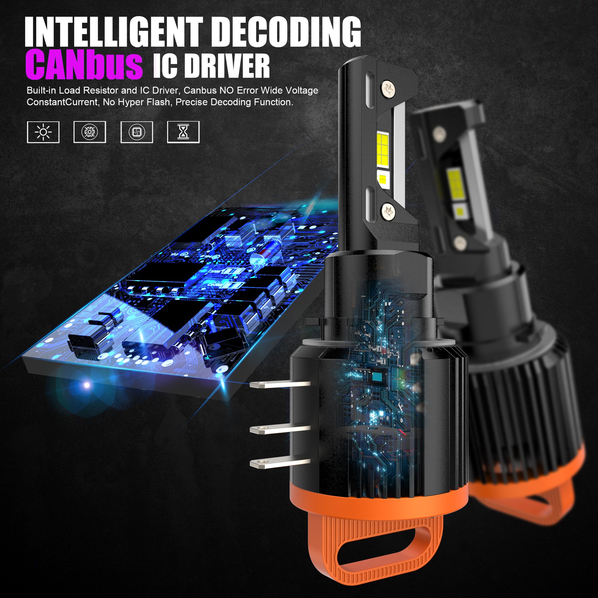 X-7SEVEN High Lumens DRL Cool White 6500K Car Led Headlights H15 120W Max Headlight Led Bulbs Others Car Light Accessories