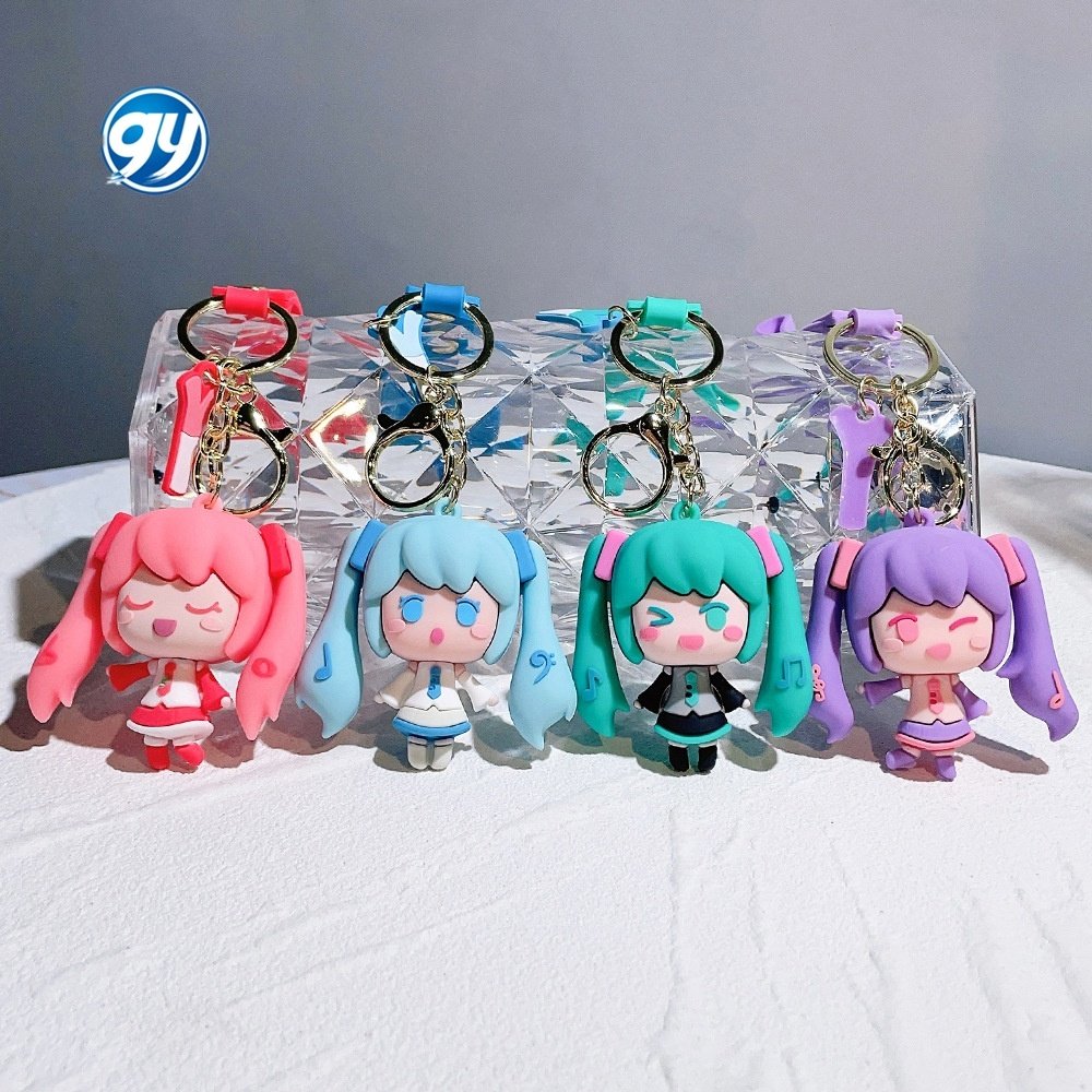 GY Wholesale Car Keyring Gift Creative Figure Miku cartoon PVC 3D keychain Backpack Accessories Other Key Chains