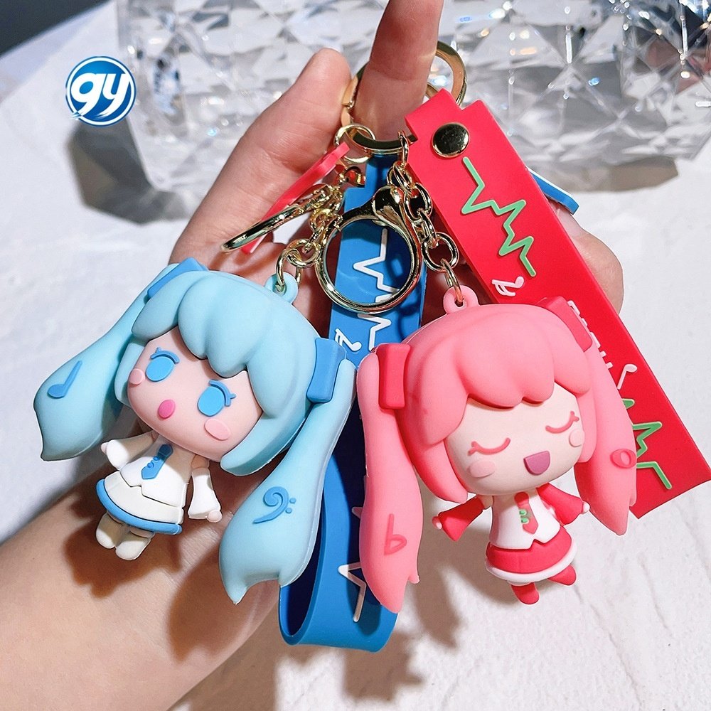 GY Wholesale Car Keyring Gift Creative Figure Miku cartoon PVC 3D keychain Backpack Accessories Other Key Chains