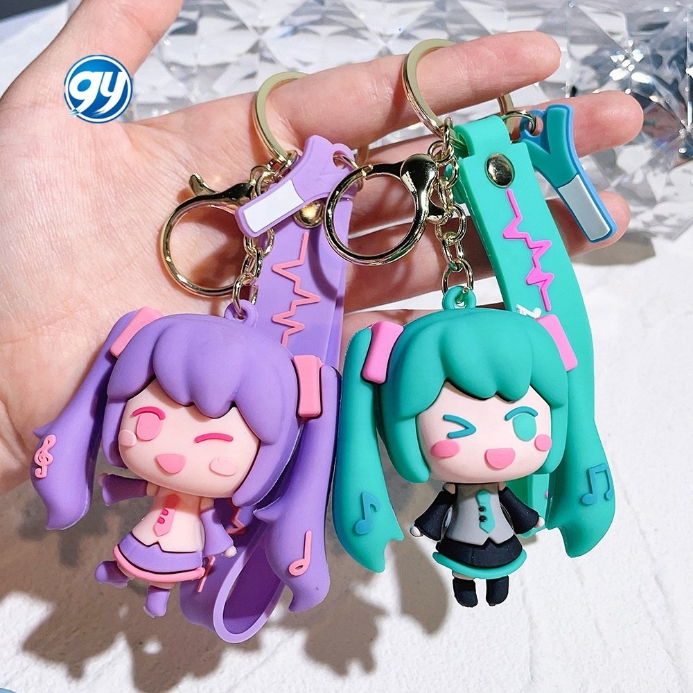 GY Wholesale Car Keyring Gift Creative Figure Miku cartoon PVC 3D keychain Backpack Accessories Other Key Chains