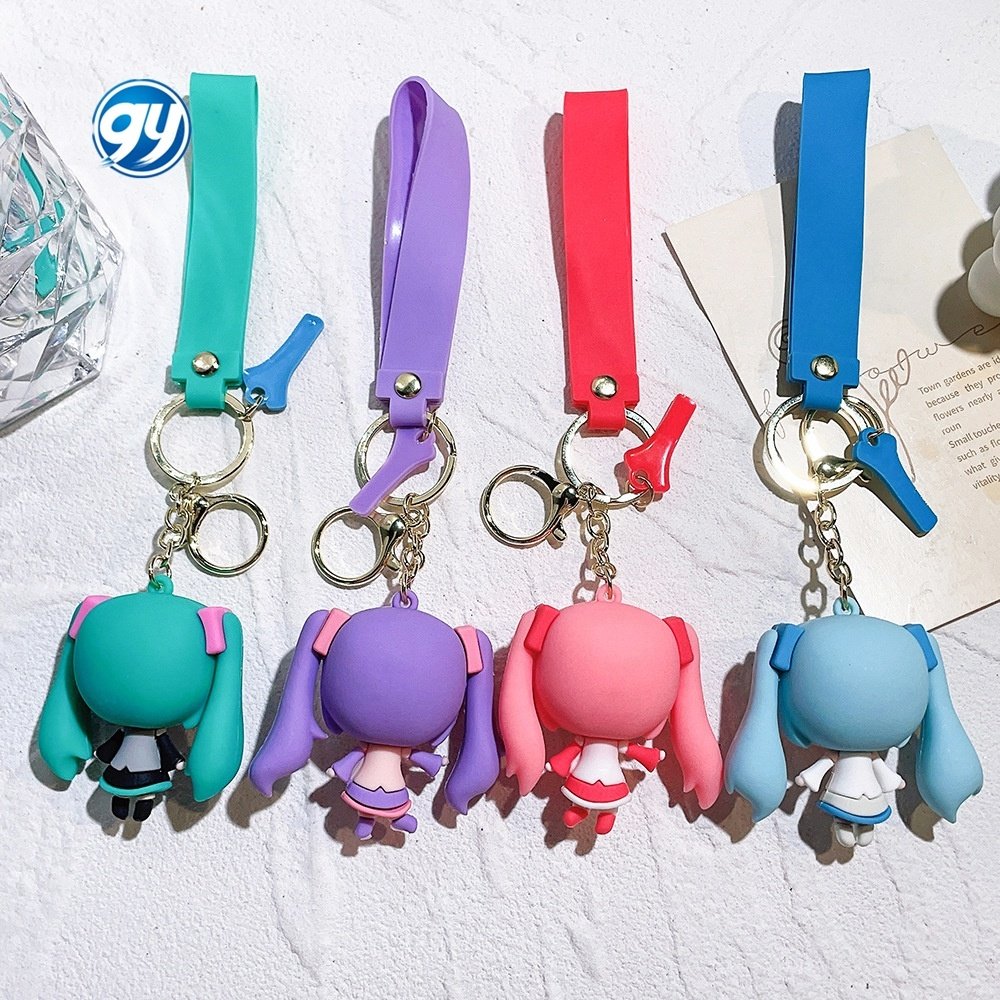GY Wholesale Car Keyring Gift Creative Figure Miku cartoon PVC 3D keychain Backpack Accessories Other Key Chains