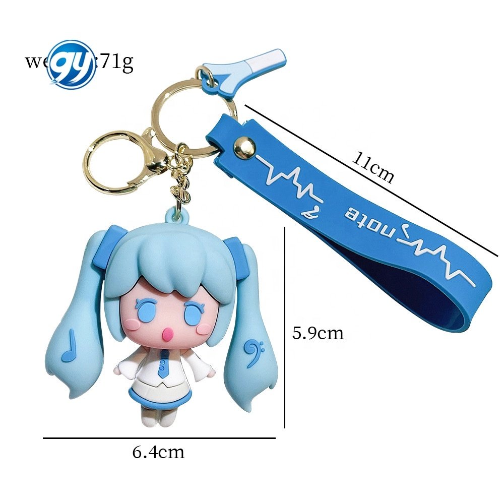 GY Wholesale Car Keyring Gift Creative Figure Miku cartoon PVC 3D keychain Backpack Accessories Other Key Chains