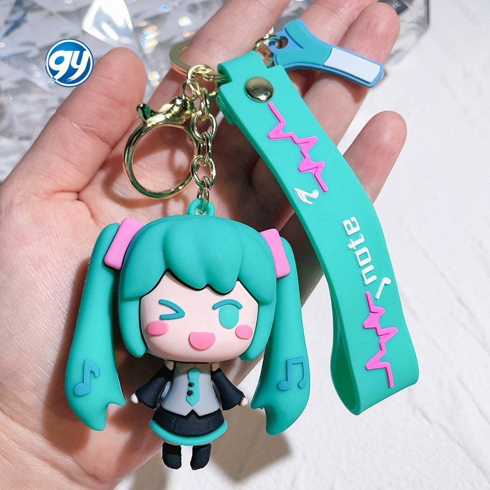 GY Wholesale Car Keyring Gift Creative Figure Miku cartoon PVC 3D keychain Backpack Accessories Other Key Chains