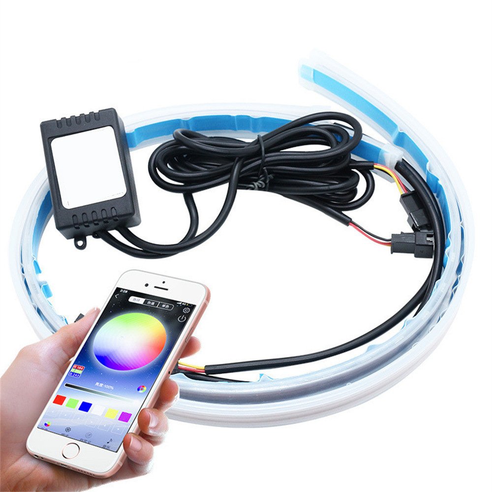 Others Car Light Accessories Flexible Car Led Light Strip Dual Color 30 45 60cm DRL Car Turn Signal Lights