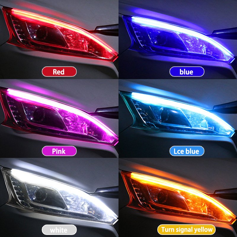 Others Car Light Accessories Flexible Car Led Light Strip Dual Color 30 45 60cm DRL Car Turn Signal Lights