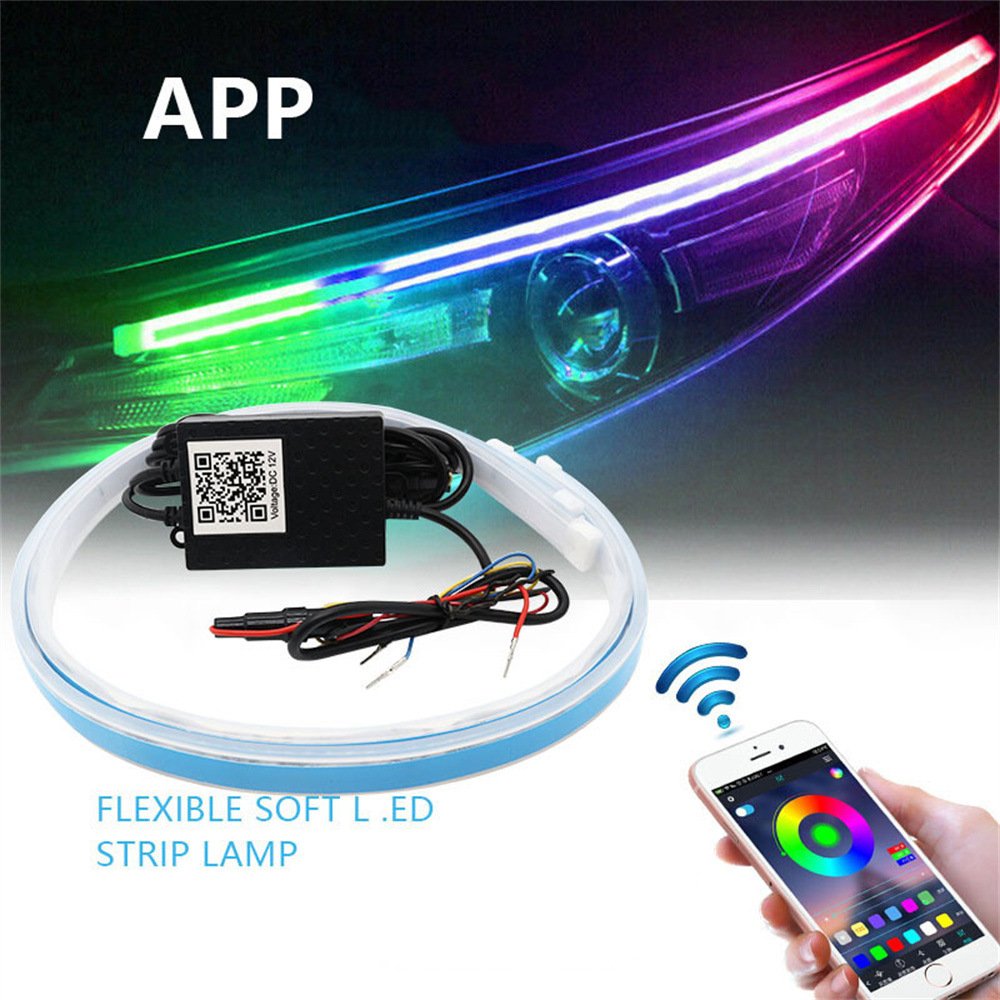 Others Car Light Accessories Flexible Car Led Light Strip Dual Color 30 45 60cm DRL Car Turn Signal Lights