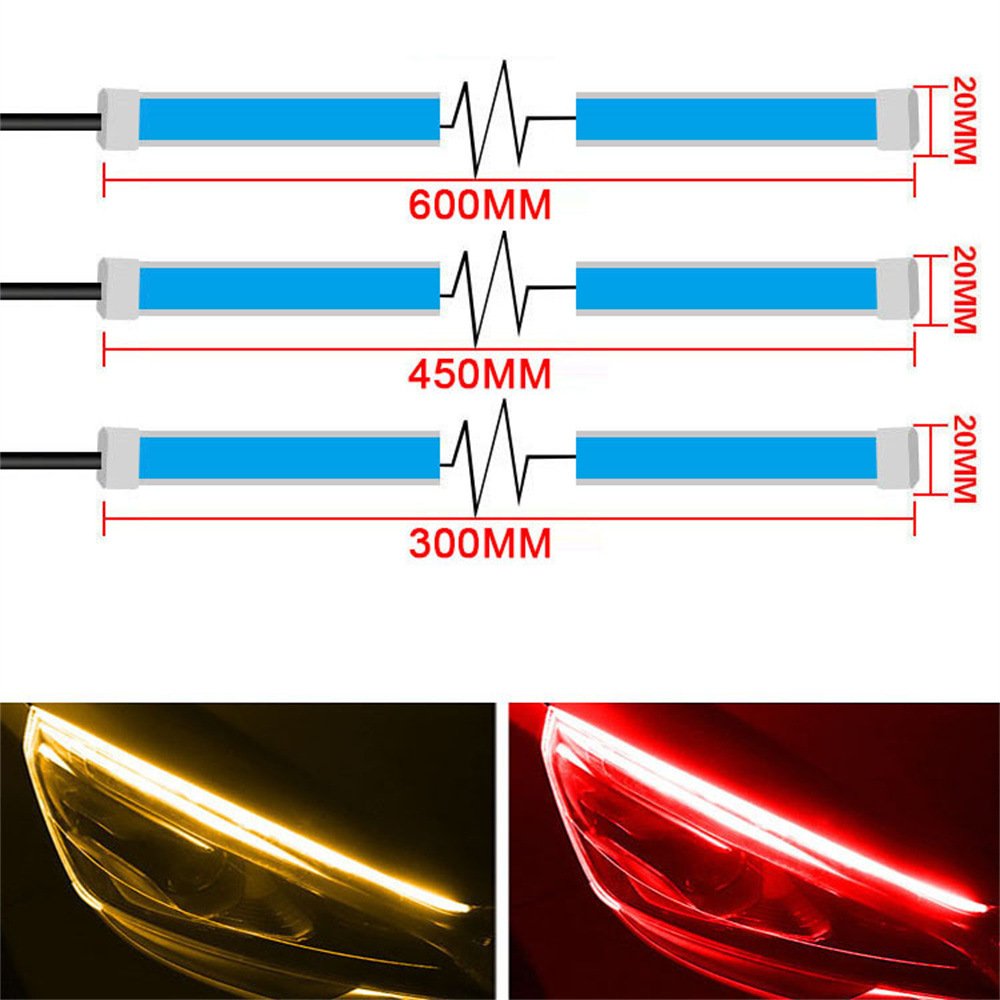 Others Car Light Accessories Flexible Car Led Light Strip Dual Color 30 45 60cm DRL Car Turn Signal Lights