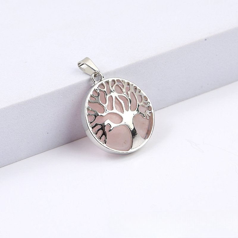 Natural stone hollow tree of life pendant personalized necklace handmade jewelry bracelet accessories wholesale