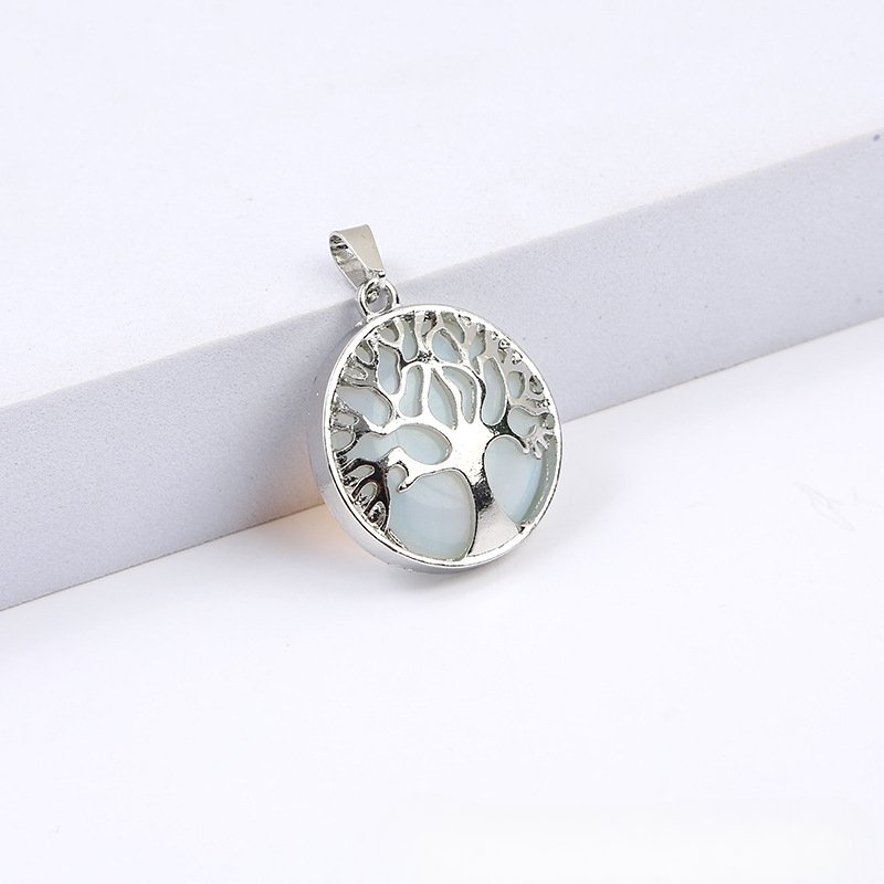 Natural stone hollow tree of life pendant personalized necklace handmade jewelry bracelet accessories wholesale