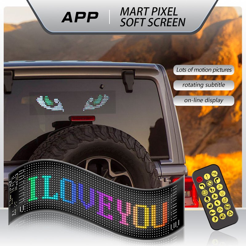 App Control Sign Advertising Rear Window Digital Display Rolling Pattern Animation Image Flexible LED Car Panel Devil's Eye