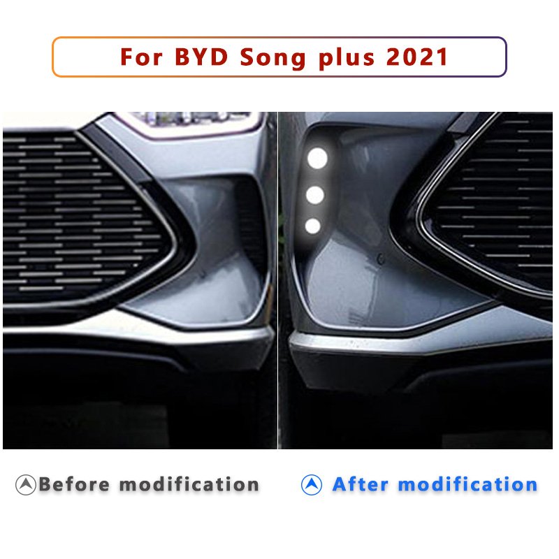 Modified LED Daytime Running Lights Fog Lights Turn Signals Front Bar Decorative Lights For BYD Song plus 2021