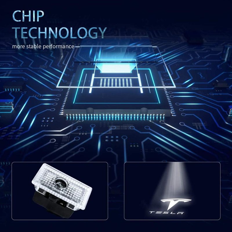 For Tesla Model 3/Y/S/X LED Puddle Lights Car Logo Projector Door Step Light Accessories Interior Light