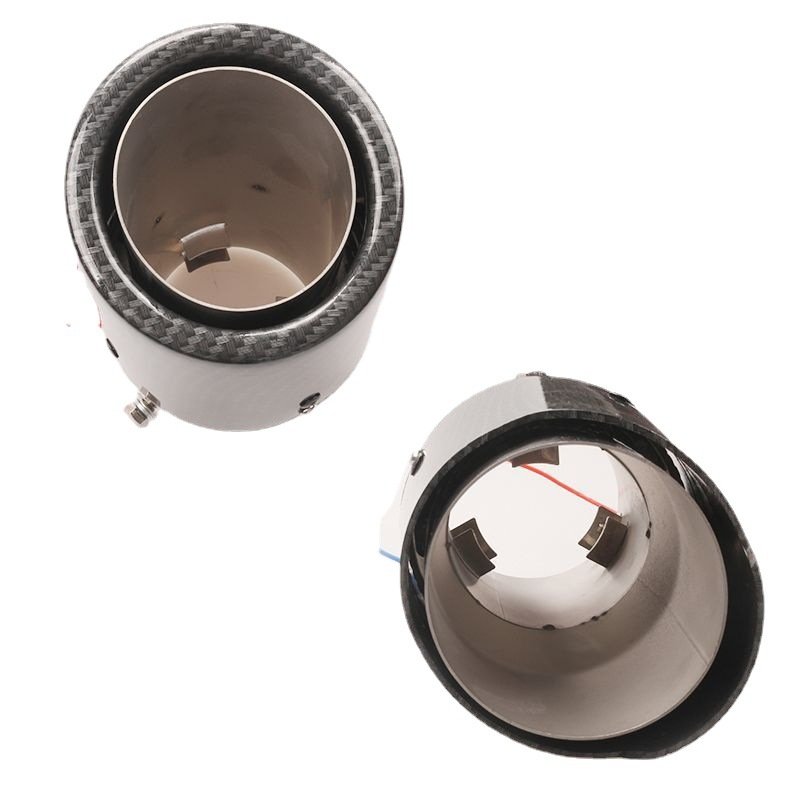 Auto Accessories 63mm Carbon Fiber Color Car Exhaust Muffler Pipe Tip with LED Light Muffler Exhaust Car Accessories