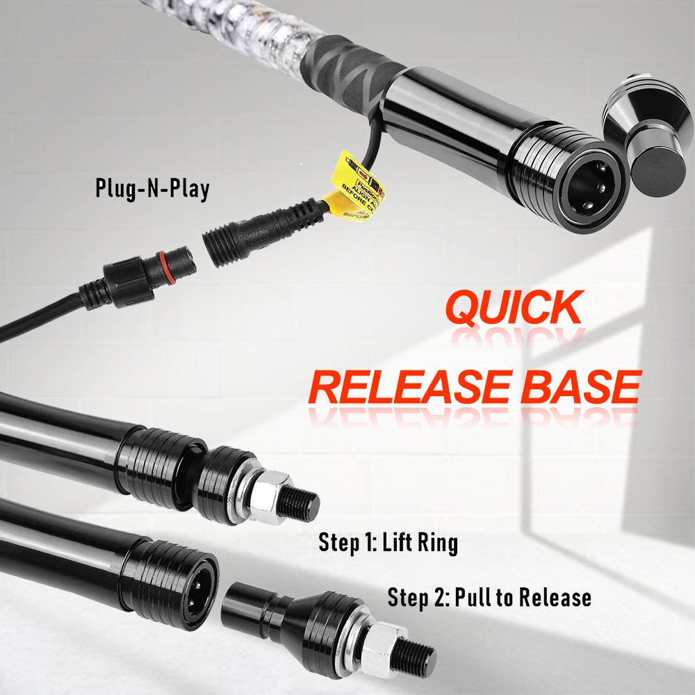 Remote Bluetooh APP Control 2ft 3ft 4ft 5ft 6ft Flexible Spiral RGB Color Offroad UTV ATV Flag 5150 Boat Led Whips Light Antenna