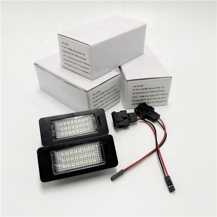 License Plate Lights Xenon White LED Car Number Plate Lamps For Audi A3 8P A4 S4 B6 4F 8E 4H Q7