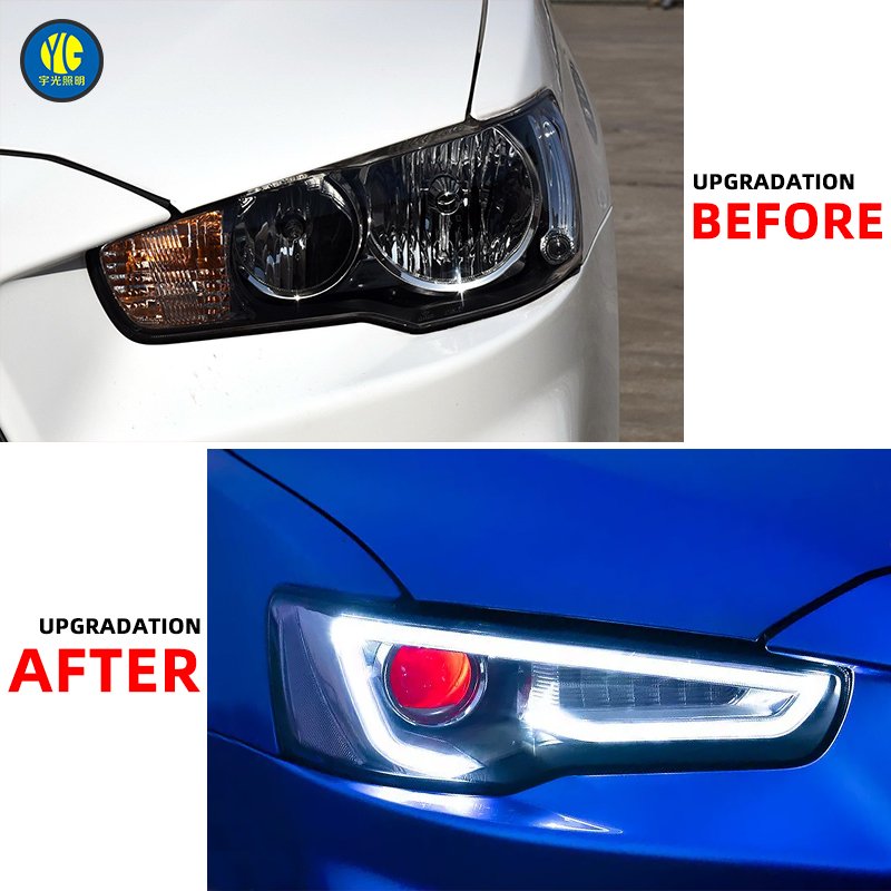 For Mitsubishi Lancer 2009-2016 Car Light Accessories Headlight EVO Upgrade LED Headlamp Head Light DRL Head Lamp