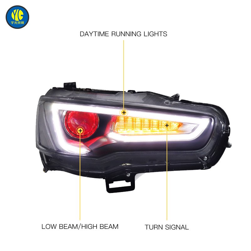 For Mitsubishi Lancer 2009-2016 Car Light Accessories Headlight EVO Upgrade LED Headlamp Head Light DRL Head Lamp